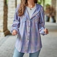thumbnail image 6 of Elabch Shacket Jackets for Women Plaid Hoodies Flannel Shacket Jacket Thin Long Sleeve Button Down Boyfriend Shirt Jacket with Pocket Purple S, 6 of 8