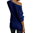 thumbnail image 3 of Long Sleeve Solid Color Women Off The Shoulder Knit Pullover, 3 of 4