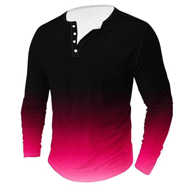 AherBiu Plus Size Mens Long Sleeve Shirts Stretch Athletic Button Shirt Lightweight Comfy Fall Gradient Sports Shirts