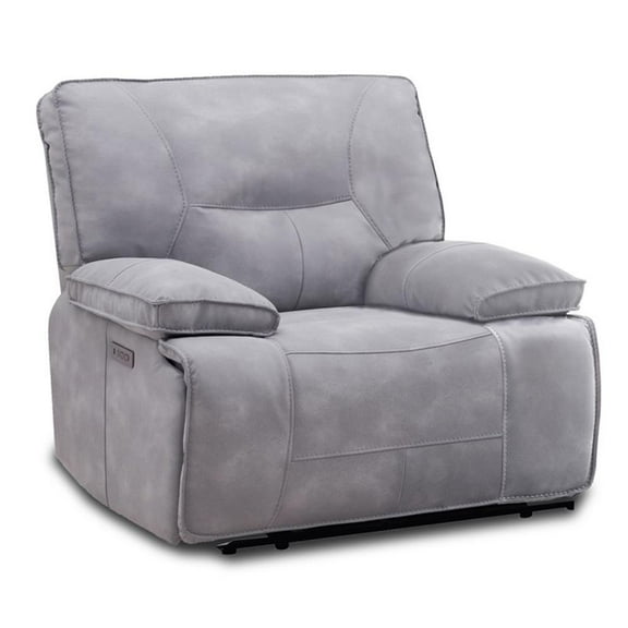 Pemberly Row Contemporary Fabric Power Zero Gravity Recliner in Gray