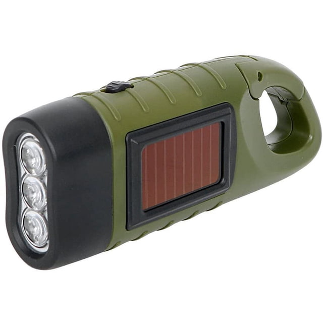 Solar Powered Portable LED Flashlight with Dynamo Crank for Camping, Mountaineering and Tent