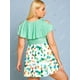 thumbnail image 4 of Talla grande con volante Bowknot Estampado floral de dos piezas de traje de baño Rosegal Leggings de talla grande, 4 of 5