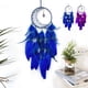 thumbnail image 1 of Fiudx Colgante Atrapasueños de Nailon Tejido con Plumas Azules y Moradas. Arte Místico y Decorativo. Decoración para Dormitorio y Sala de Estar. Antiestrés. Tamaño: 70 X 15 Cm., 1 of 7