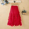 thumbnail image 3 of Junboys Women's Flowy Midi Skirt - Irregular Mesh Tulle Skirts for Women, High Waist Versatile Summer Skirt for Party & Date Night,Red XL, 3 of 4