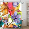 thumbnail image 5 of Floral Watercolor Shower Curtain, Flowers Colorful Painting Aesthetic Art Design Pattern Decor Durable Polyester Waterproof Cloth Bathtub Curtains for Bathroom with 12 Hooks, 72x72 Inch, 5 of 6