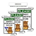 thumbnail image 3 of Please Disinfect Before And After Each Use safety precaution aluminum metal sign 18"x24", 3 of 5