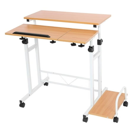 Contemporary Computer Cart Estink Sturdy Rolling Computer Desk, Height and Tilt Adjustable Mobility Work Station Cart, Heavy Duty Modern Laptop Table Standing for Home Office ()