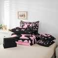 thumbnail image 6 of jejeloiu Personalized Gifts Bowtie Bedding Comforter Set 7 Pieces,Letter G Full Bedding Set,Pink Black Bow Bowknot Fitted Sheet Flat Sheet,Lightweight Room Decoration Reversible, 6 of 8