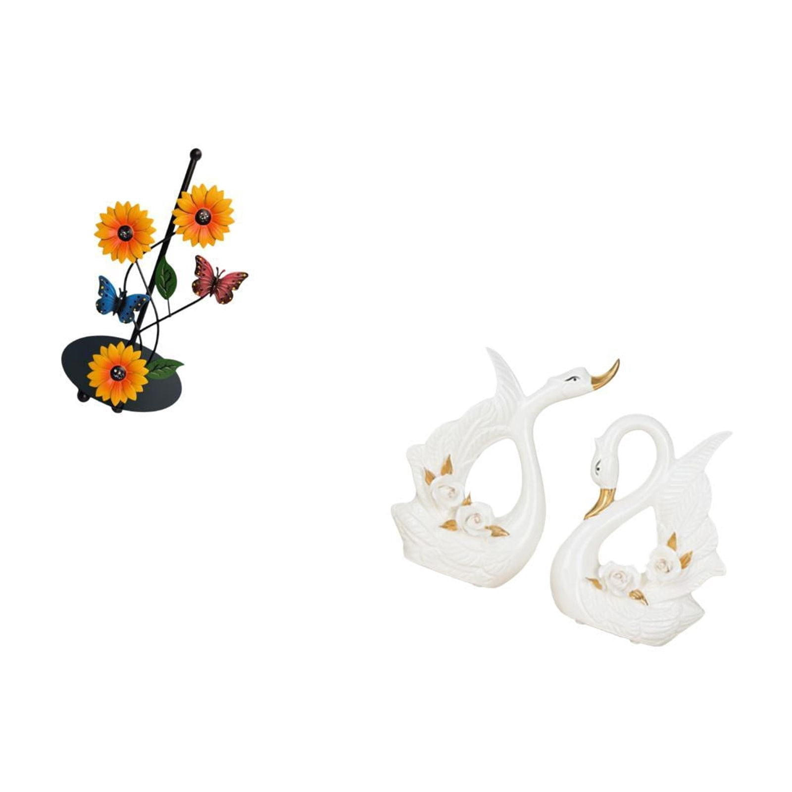 Fiocias Elegant Swan Paper Towel Holder Dispenser Non Slip Vertical Tissue Rack Ceramic Animal Sculpture Desktop Ornament for Home Bookshelf Cabinet