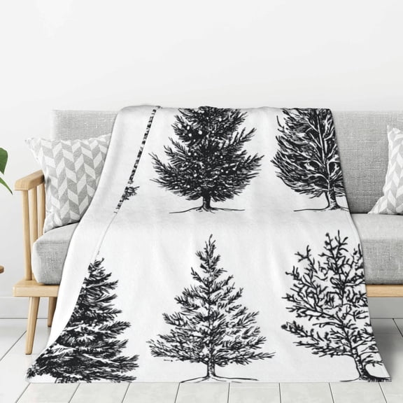 Christmas Tree Throw Blanket for Stylish Warm Winter Cabin Ultra-Soft Micro Fleece Blanket, Premium Microfiber, Silky Soft, Plush, Warm and Lightweight for Couch, Sofa, Bed - 40"X30"