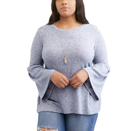 Junior Plus Brushed Bell Sleeve Top