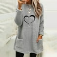 thumbnail image 2 of lcziwo Fuzzy Fleece Sweatshirts for Women Winter Warm Sherpa Pullover Cute Heart Print Casual Thermal Sweatshirt Loose Comfy Loungewear Tunic Tops with Pockets Gray M, 2 of 6
