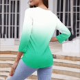 thumbnail image 4 of Up to 65% off! Womens' Fashion 3/4 Sleeve Plus Size Shirts Tops Spring And Summer Gradient Printed Top Collar Button Sexy Shirt 3/4 Sleeve Long Sleeve V Neck Top/Shirt, 4 of 7