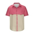 thumbnail image 5 of Ecqkame Summer Shirts for Men Vintage Color Block Button Down Lightweight Tops Casual Loose Short Sleeve Beach Shirts Pink XL, 5 of 5
