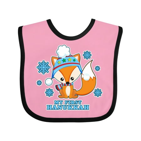 

Inktastic My First Hanukkah with Fox and Snowflakes Boys or Girls Baby Bib
