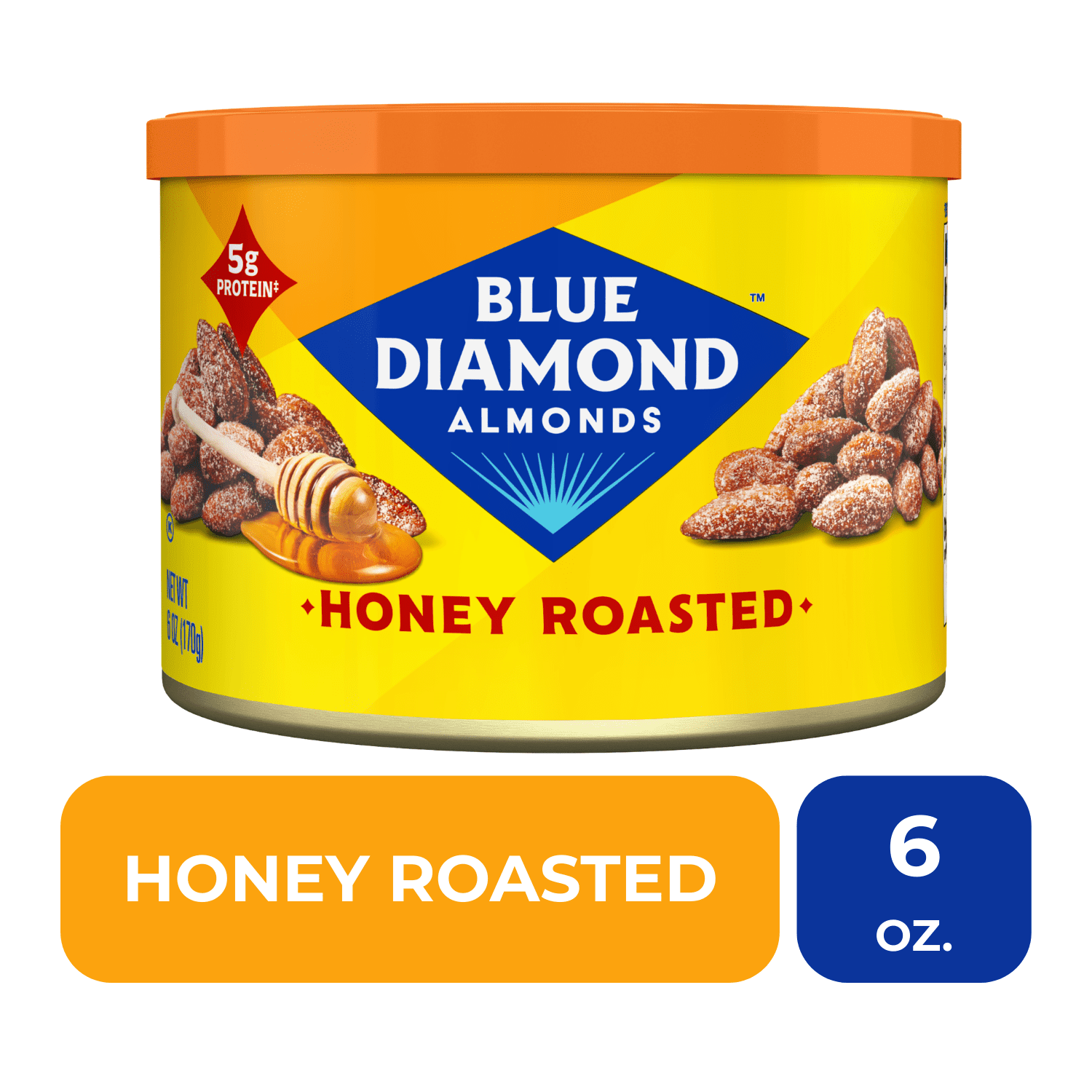 (12 pack) Blue Diamond Honey Roasted Almonds 6 oz. Canister