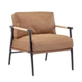 thumbnail image 5 of Leumius Modern Accent Chair with Plush Cushions, Minimalist Metal Frame and Wooden Armrest Design for Living Room Bedroom Office Brown, 5 of 9
