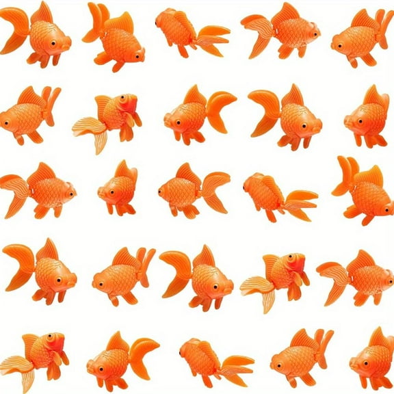30 Pieces Fake Goldfish Plastic Floating Artificial Aquarium Fish Realistic Moving Orange Goldfish Ornament Decorations for Aquarium Tank Makeup
