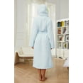 thumbnail image 3 of HEARTNICE Womens Hooded Fleece Robe, Long Fluffy Thick Warm Plush Bathrobe,(Light Blue,L-XL), 3 of 5