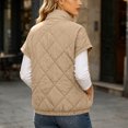 thumbnail image 5 of NominalSnug Women Short Sleeve Quilted Vest Stand Collar Zip Up Lightweight Padded Outerwear With Side Pockets, 5 of 8