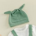 thumbnail image 6 of Cjfdfy Newborn Baby Boy Girl Fall Outfits Solid Long Sleeve Romper Waffle Overall Pants And Knotted Hat 3 Piece Set Cute Coming Home  Fall Winter Outfit 0-18M, 6 of 9