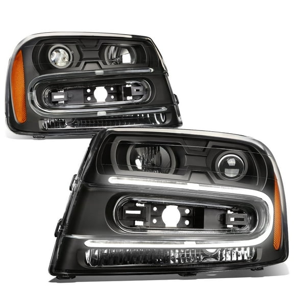 DNA Motoring Pair LED Black Amber Headlight Set For 2002-2009 Chery Trailblazer 02-06 EXT