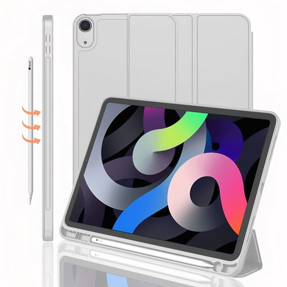 Case for iPad Air 13 Inch M2 2024 with Pencil Holder, Tri-Fold Stand, Auto Wake/Sleep, Gray