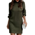 thumbnail image 1 of Fashnice Chandail Femme Col Roulé Robe Chandail Tricot Mini Robes Élégantes Usage Quotidien Vert Foncé TG, 1 of 2