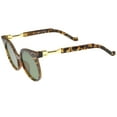 thumbnail image 3 of sunglassLA Unisex Modern Horn Rimmed Neutral-Colored Flat Lens Round Sunglasses (Tortoise / Green) - 50mm, 3 of 4