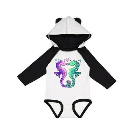 

Inktastic Seahorses Kissing with hearts Gift Baby Boy or Baby Girl Long Sleeve Bodysuit