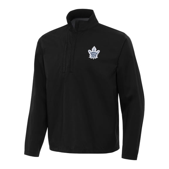 Men's Antigua Black Toronto Maple Leafs Brisk Quarter-Zip Windbreaker