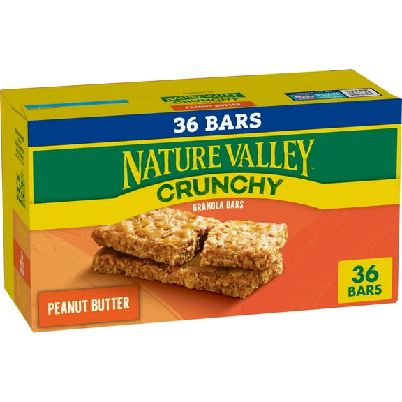 Nature Valley Crunchy Granola Bars, Peanut Butter, 36 Bars 26.82 OZ (18 Pouches)