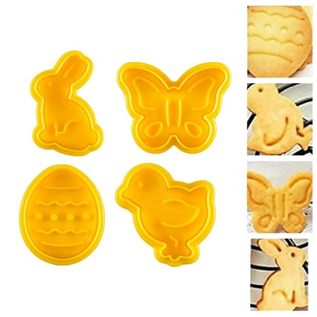 

GROFRY 4Pcs Easter Element Cookie Mold Eye-catching Convenient Assembly Plastic Animal Dessert Mould for Household