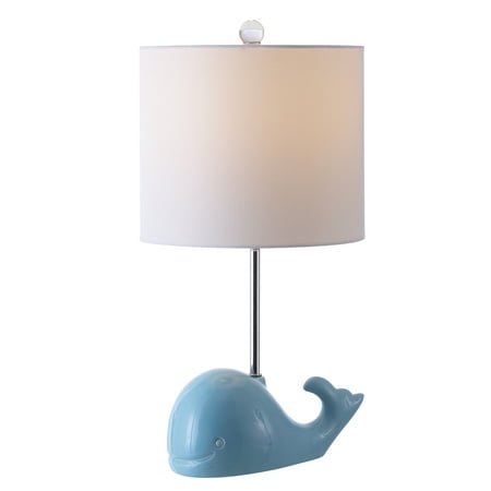SAFAVIEH Walter 19 in. Whale Blue Ceramic Table Lamp with 100% White Cotton Shade SAFAVIEH Walter 19 in. Whale Blue Ceramic Table Lamp with 100% White Cotton Shade