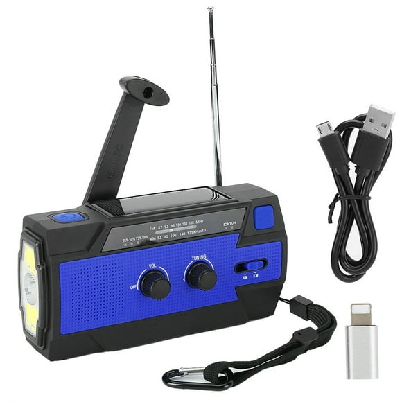 ZOUSSIQI MD090P Solar Power HandCranked Alarm Warner Radio Hand Crank Flashlight Radio Blue(EU ) EL225#35362