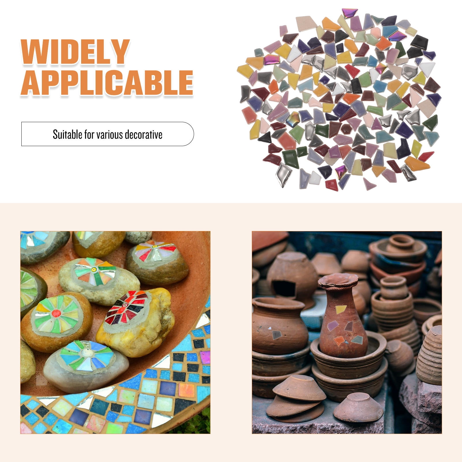 PENIKOKO 1Set Creative Ceramic Tiles for Crafts Multi Color Irregular Pieces Durable DIY Home Decor Material