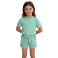 thumbnail image 5 of BFHHYA Boys & Girls 2 Piece Outfits Crew Neck Short Sleeve Tops Elastic Waist Shorts Kids Casual Loose Loungewear Set 12 M-11 Y, 5 of 6