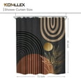 thumbnail image 5 of Abstract Mid Century Shower Curtain for Bathroom Decor 72Wx84H Inches Extra Long Black Boho Men Arch Sun Leaves Minimalist Modern Geometric Brown Gold Fabric Waterproof Polyester 12 Pack Hooks, 5 of 6