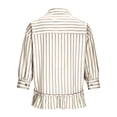 thumbnail image 4 of Womens Ruffle Fall Clothes, 3/4 Sleeve Shirts for Women Casual Loose Fit Striped Printed Lapel Button Down Dressy Blouses with Pockets, 4 of 6