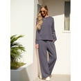 thumbnail image 4 of Cueply Lounge Sets for Women 2 Piece Outfits Sweatsuits Set Long Sleeve Wide Leg Pants with Pockets, 4 of 8