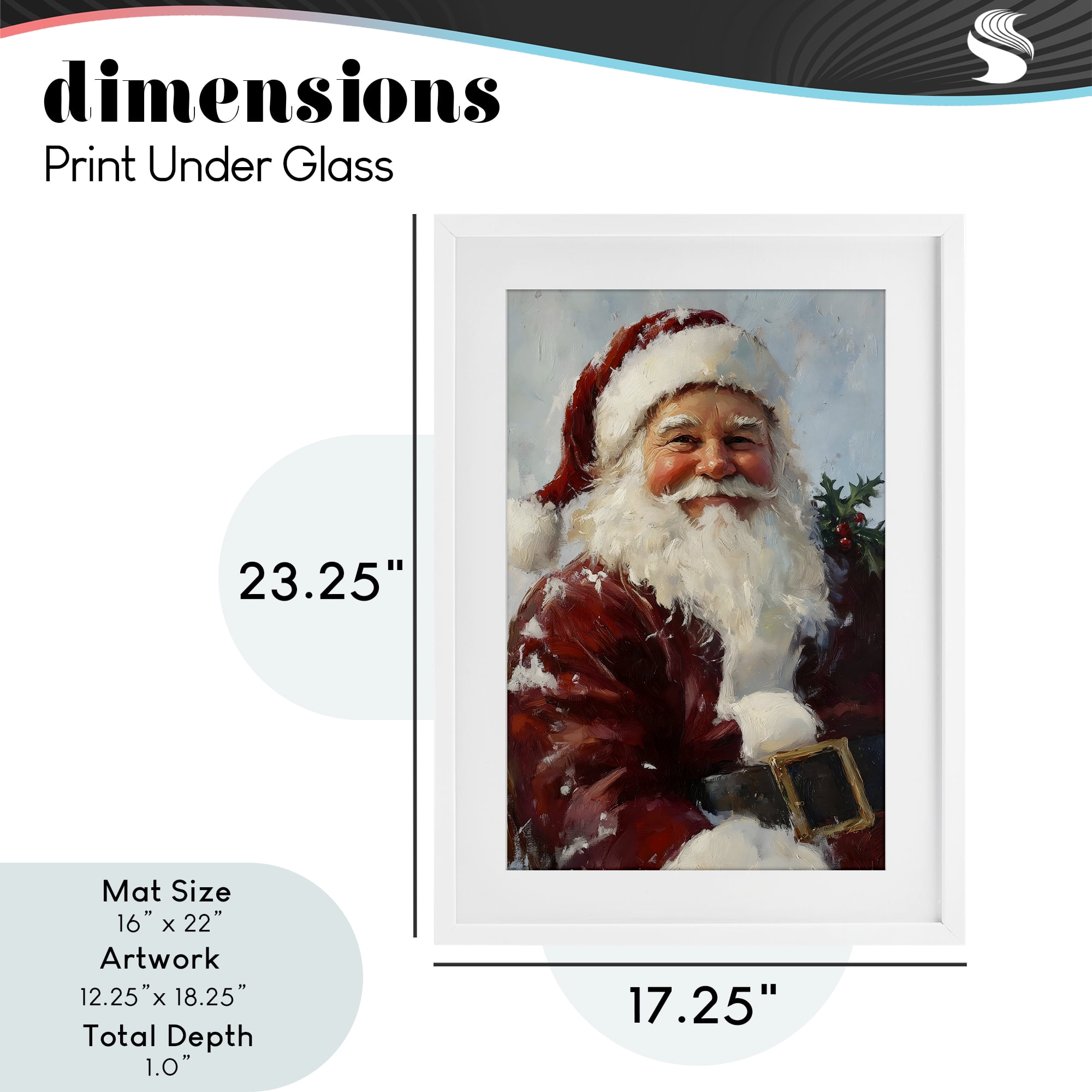 Rosy Cheeked Santa Smile White Framed Print Under Glass, design by Petal Prints Design