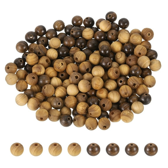 Uxcell 200Pcs Round Wooden Beads, 6mm Dia Small Wood Beads for DIY Crafts, Bracelet, Wristlet, Necklace, Jewelry Making, Deep and Light Brown