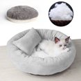 thumbnail image 4 of 14in Round Cat Bed with Pillow – Washable Soft Plush Calming Pet Bed for Indoor Kittens Puppy ,Gray, 4 of 8