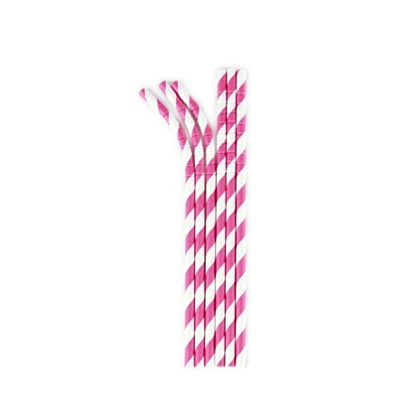 (2 pack) Aardvark Eco-flex Paper Straws, Pink Razzmatazz Stripe, 24 Ct