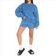 thumbnail image 3 of Suéteres de Cuello Redondo de de Gran Tamaño para Mujer, Tops Bonitos para Otoño e Invierno, Ropa Preppy para Chicas Adolescentes Azul XL, 3 of 8