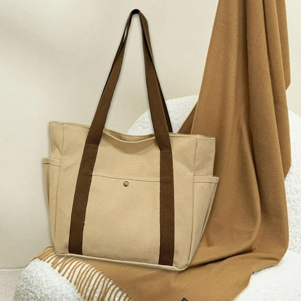 Bolso de hombro para mujer, bolso escolar de lona a la moda para viajes, fiestas, verano y trabajo. Caqui