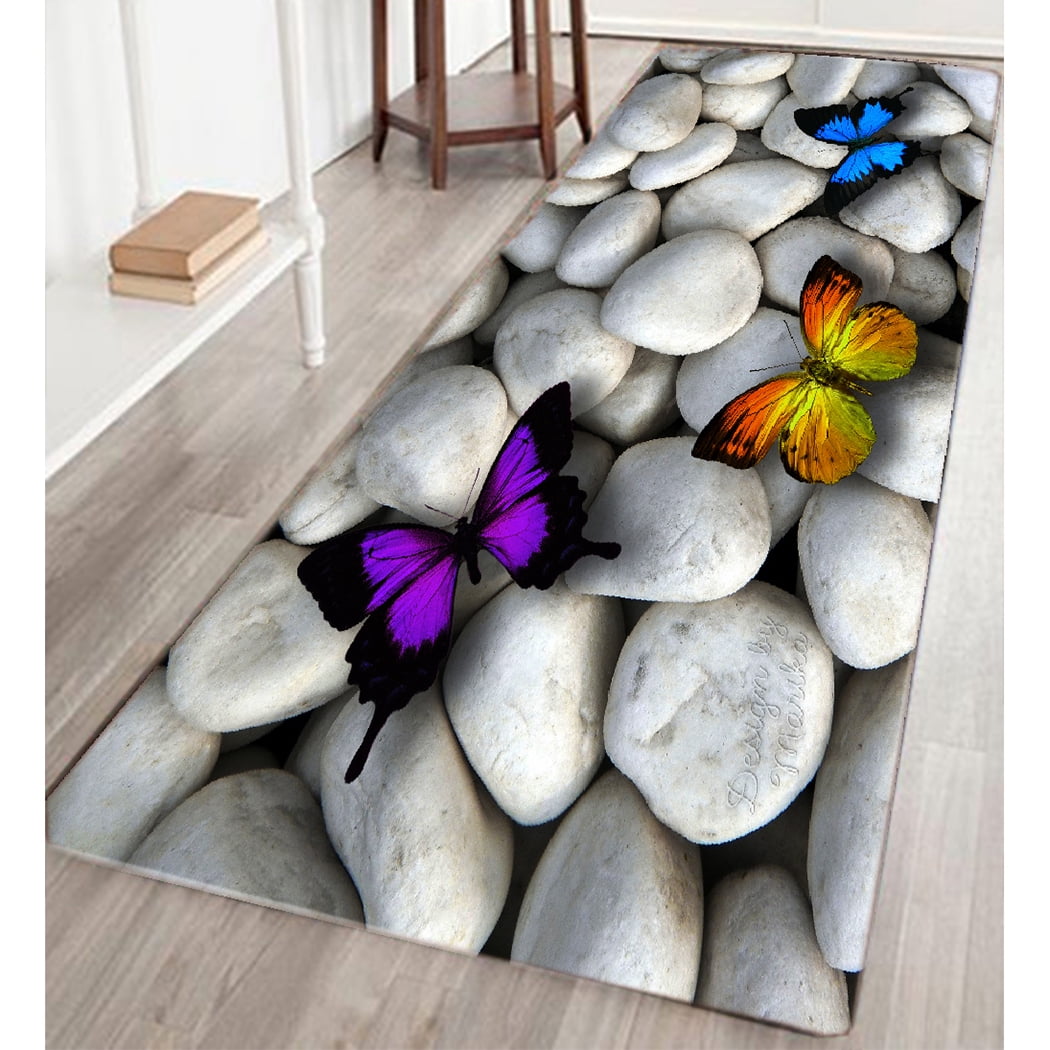 Coofit Tapis de Bain Mode Imprimé Papillon Galets Antidérapant