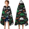 thumbnail image 3 of Black Rawr Dinosaur Skeleton Pattern Hooded Bath Towel，50"x30" for Ages 3 To 12 Kids, Quick Dry Lightweight Soft Microfiber Hood Beach Towel Cover Up for Kids, 3 of 7