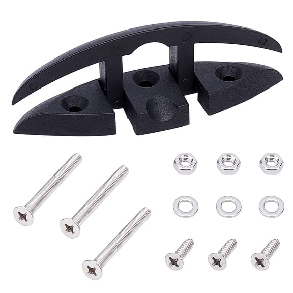 PH 1 Set Flip Up Boat Cleat 5" Nylon Folding Cleat Retractable Cleats Pull Up Boat Cleat with Long Short Screws Nuts and Shims