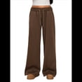 thumbnail image 2 of Pantalones Deportivos de Pierna para Mujer, Holgados, con Cordón, de Cintura Alta y Bolsillos Café XL, 2 of 10
